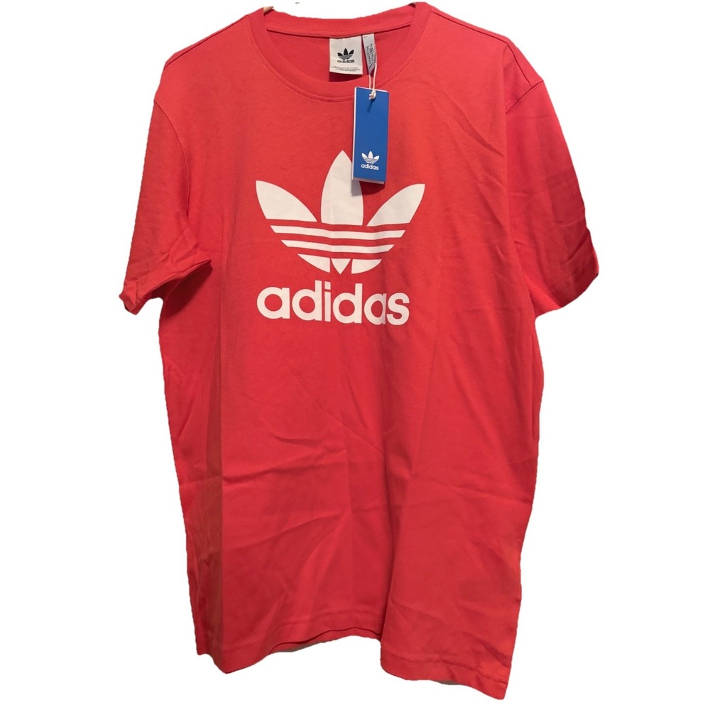 Adidas Trefoil Tee Mens Coral Orange Short Sleeve Tee Shirt Medium NEW